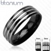Solid Titanium Black Multi-Stripe Ring